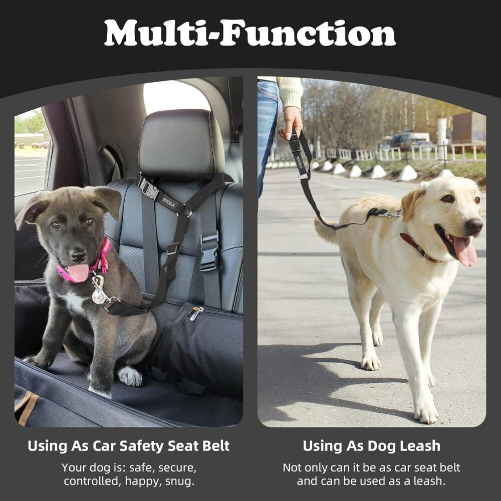 Pet Dog Cat Seat Belts, Car Headrest Restraint Adjustable Safety Leads (1 Pack) - Picture 2 of 8
